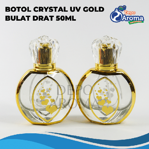 [BTLKC0197] Botol Crystal UV Gold Bulat 50ml