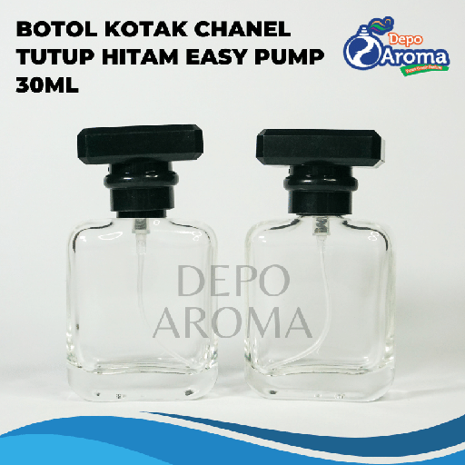 [BTLKC00233] Botol Kotak 30ml Easypump Ttp Chanel Hitam