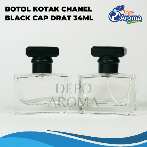 [BTLKC0208] Botol Kotak Chanel Drat 34ml Black Cap