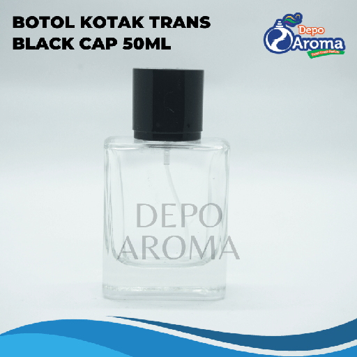 Botol Kotak Trans 50Ml Black Cap