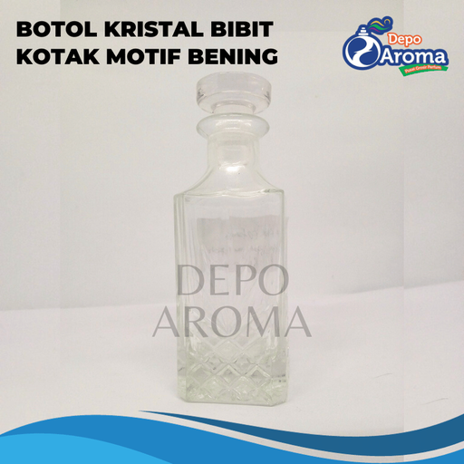 [LAIN0096] Botol Kristal Bibit Kotak Motif Bening