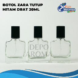 [BTLKC0222] Botol Zara 20ml Tutup Hitam