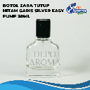 [BTLKC00234] Botol Zara 30ml Easypump Ttp Hitam Garis Silver