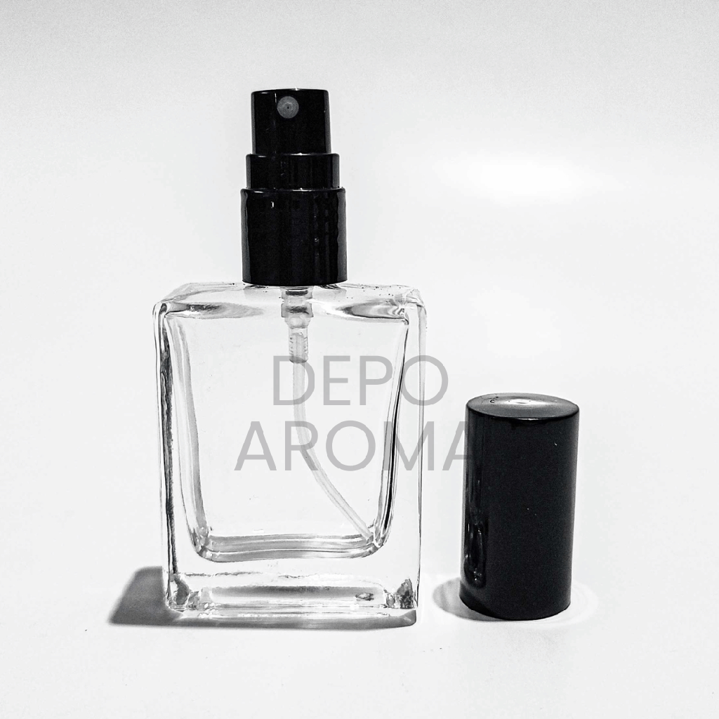 Botol Kotak Trans Drat 18Ml Tutup Hitam
