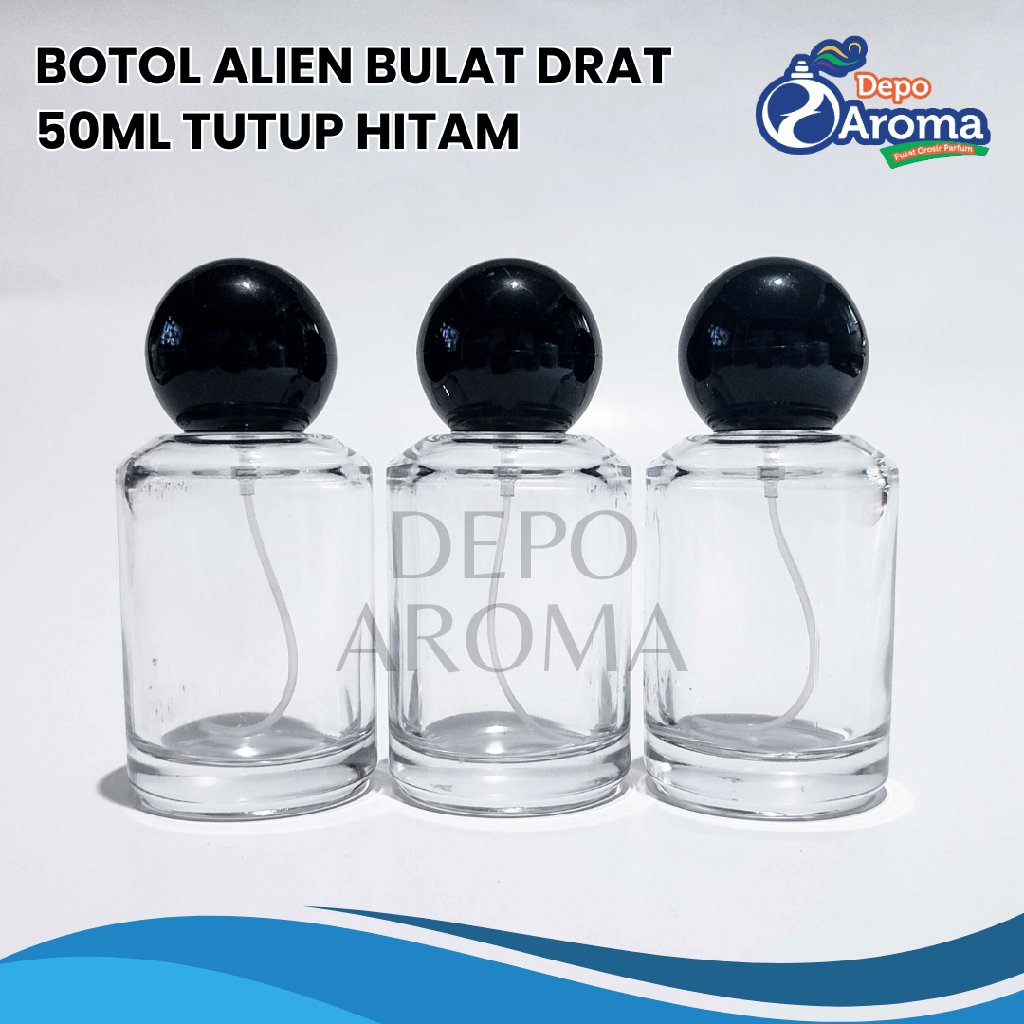 Botol Alien Bulat Drat 50Ml Tutup Hitam
