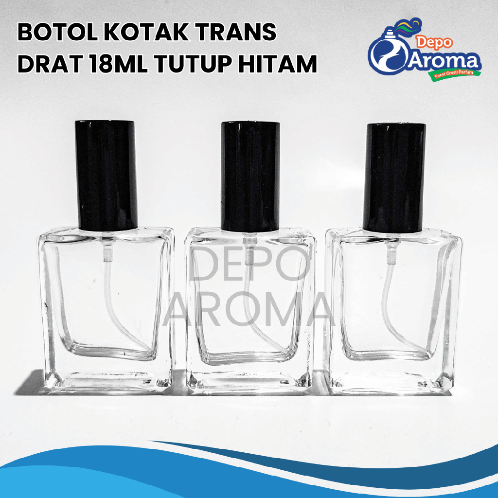 Botol Kotak Trans Drat 18Ml Tutup Hitam