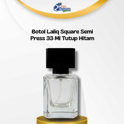 [BTLKC0255] Botol Laliq Square Semi Press 33 Ml Tutup Hitam